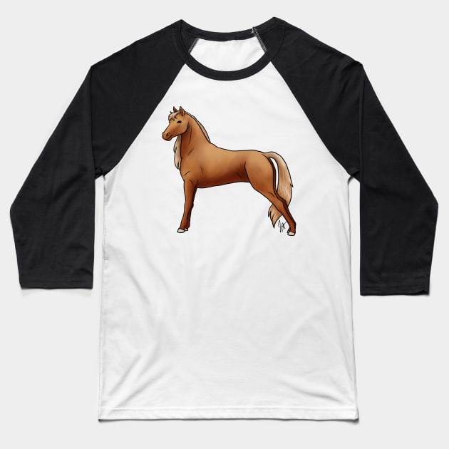 Horse - Morgan - Chestnut Baseball T-Shirt by Jen's Dogs Custom Gifts and Designs